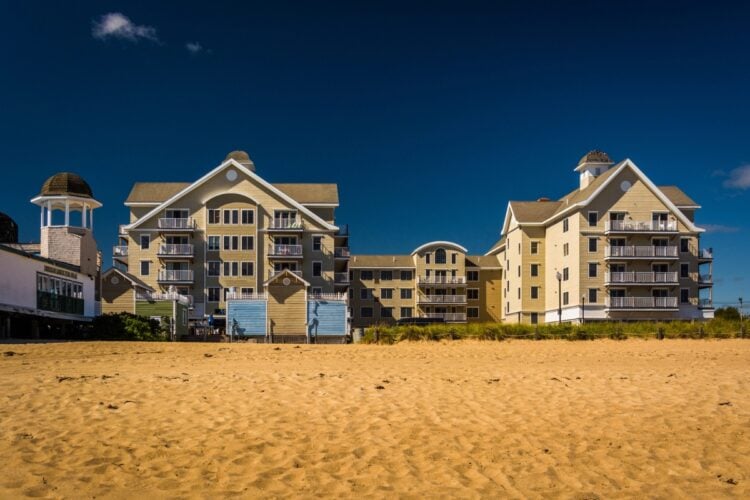 Condominiums along the beach at Old Orchard Beach, Maine